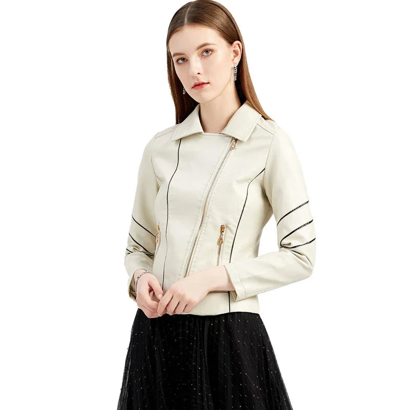 Women's PU Faux Leather Casual Biker Jacket
