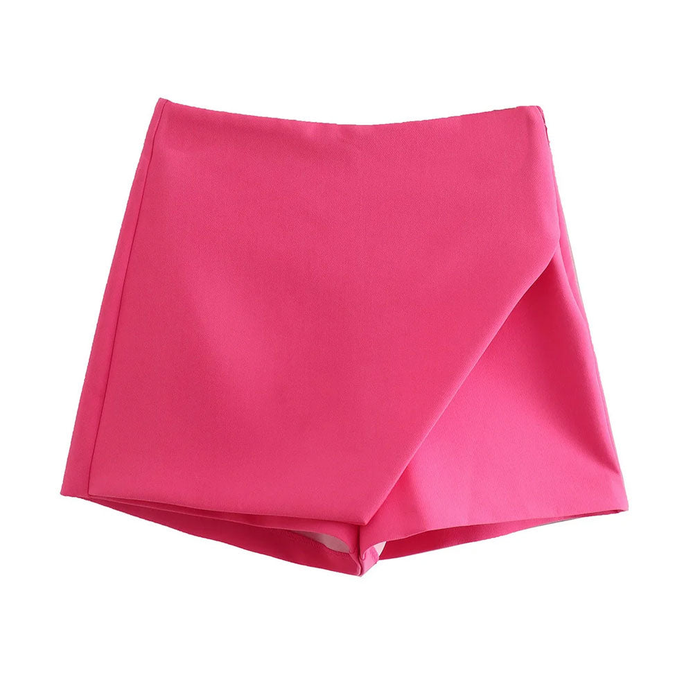 Sleek Slash Beauty - Women's Fashionable Asymmetric Shorts