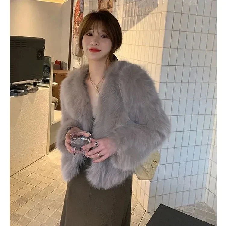 Women's Short Loose Faux Fur Coat - Various Colors