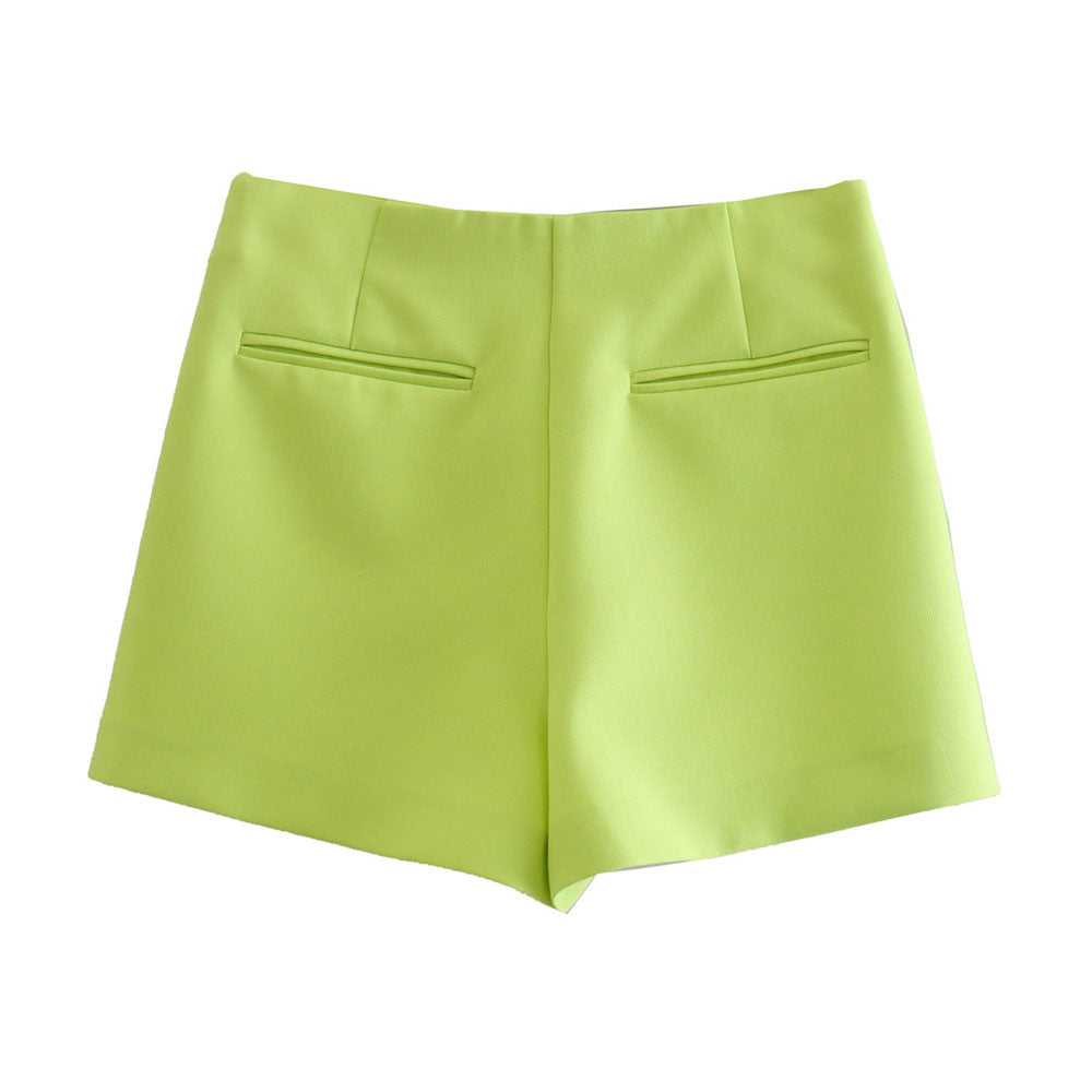 Sleek Slash Beauty - Women's Fashionable Asymmetric Shorts