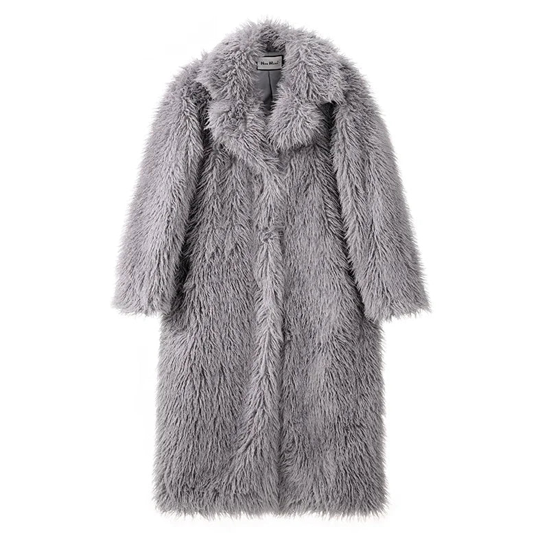 Women's Extra Long Faux Fur Overcoat