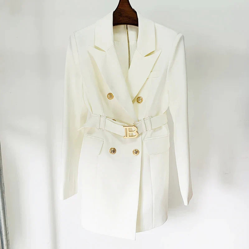 Bianca - Double-breasted blazer dress with gold button details