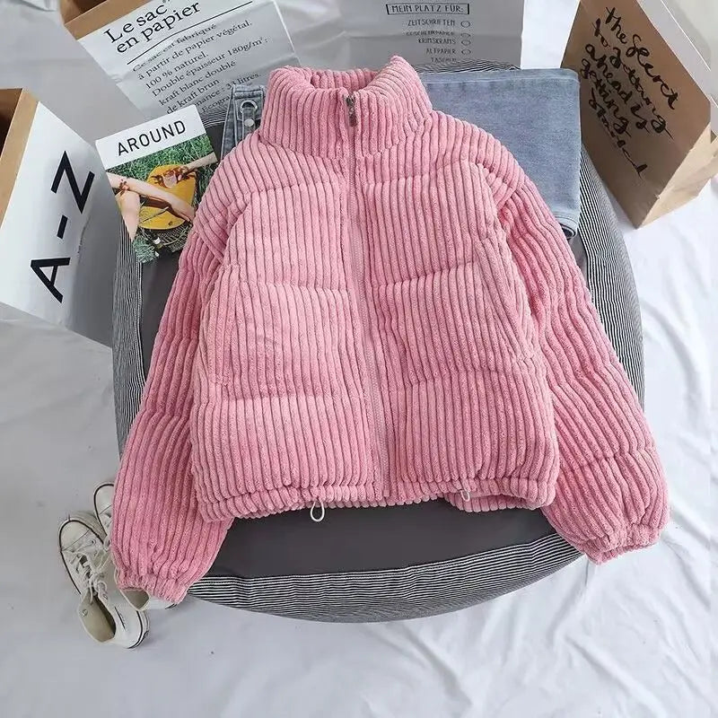 Leyla | Women's Corduroy Mock Neck Winter Jacket - Warm & Stylish