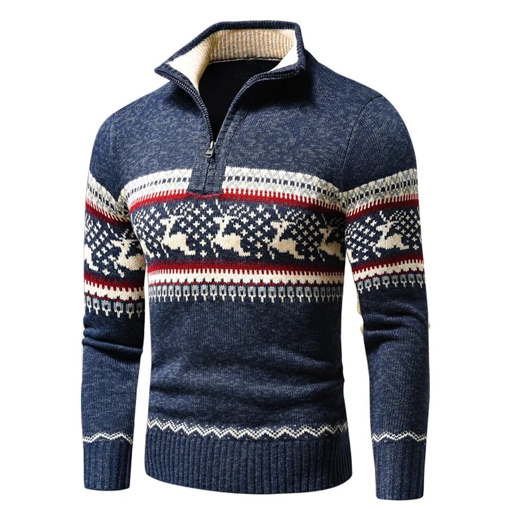 Christmas designed high collar jumper for men