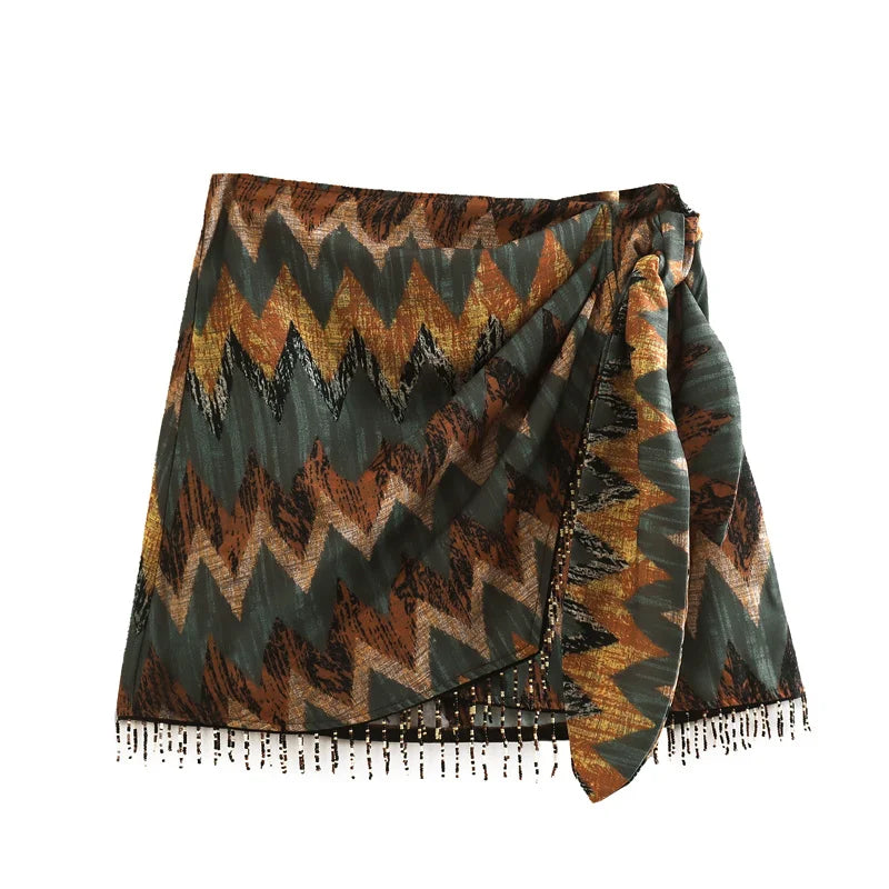 Zara - Wrap skirt with zigzag pattern