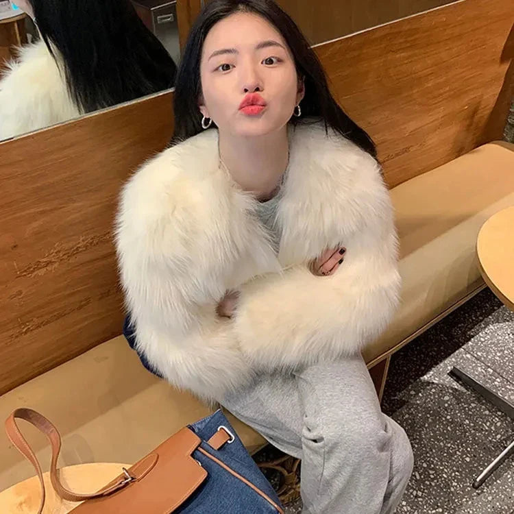 Women's Short Loose Faux Fur Coat - Various Colors