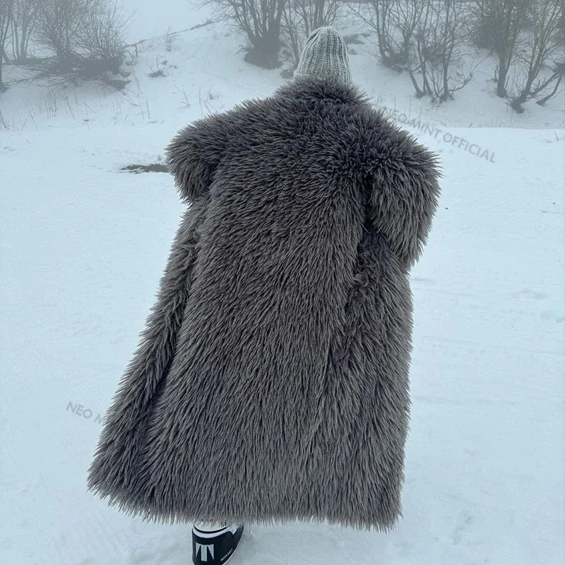 Women's Extra Long Faux Fur Overcoat