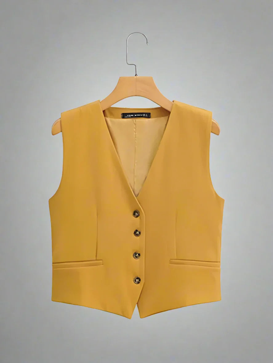 Women's Sleeveless V-Neck Vest – Lightweight Spring Waistcoat
