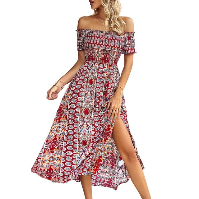 Arielle - Boho dress with floral hem