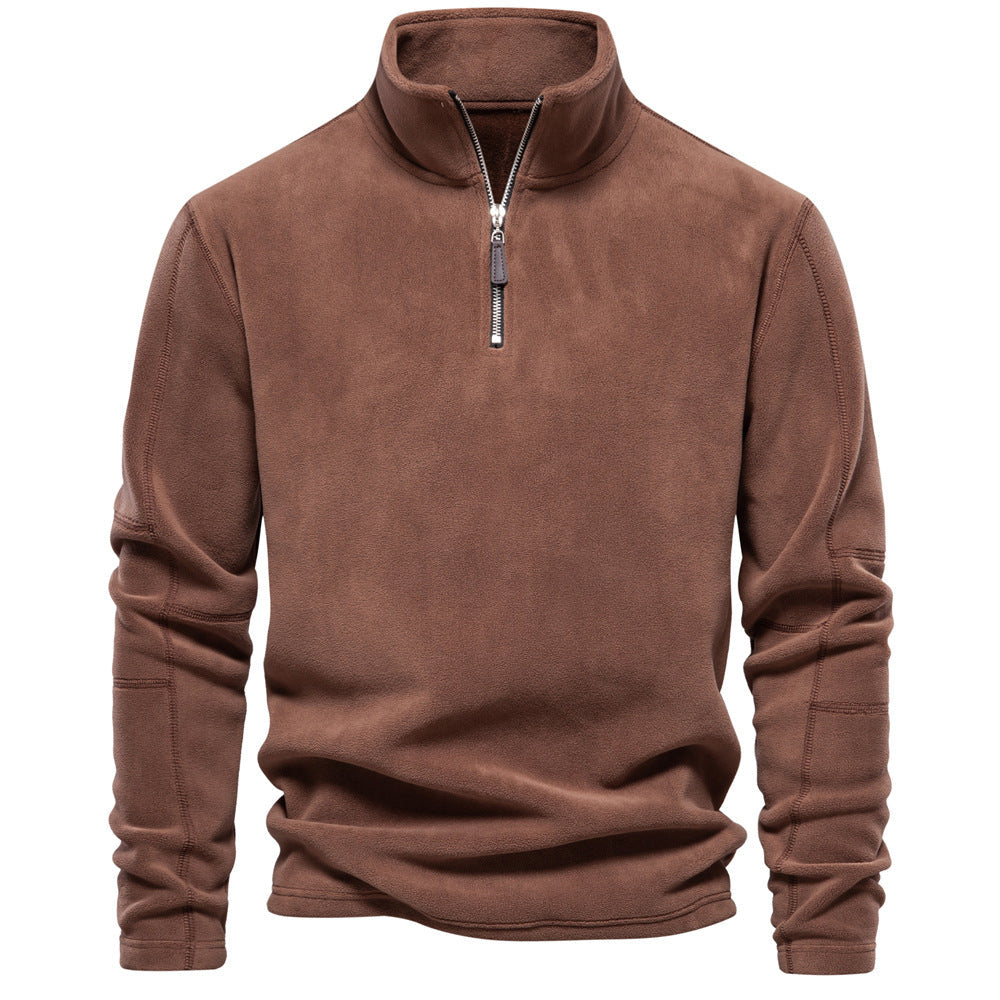 Thick warm fleece sweater with zip for men