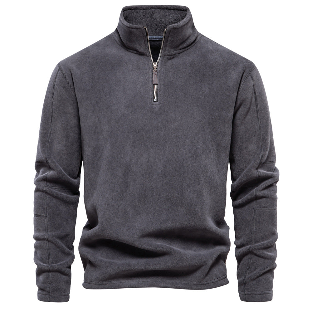 Thick warm fleece sweater with zip for men