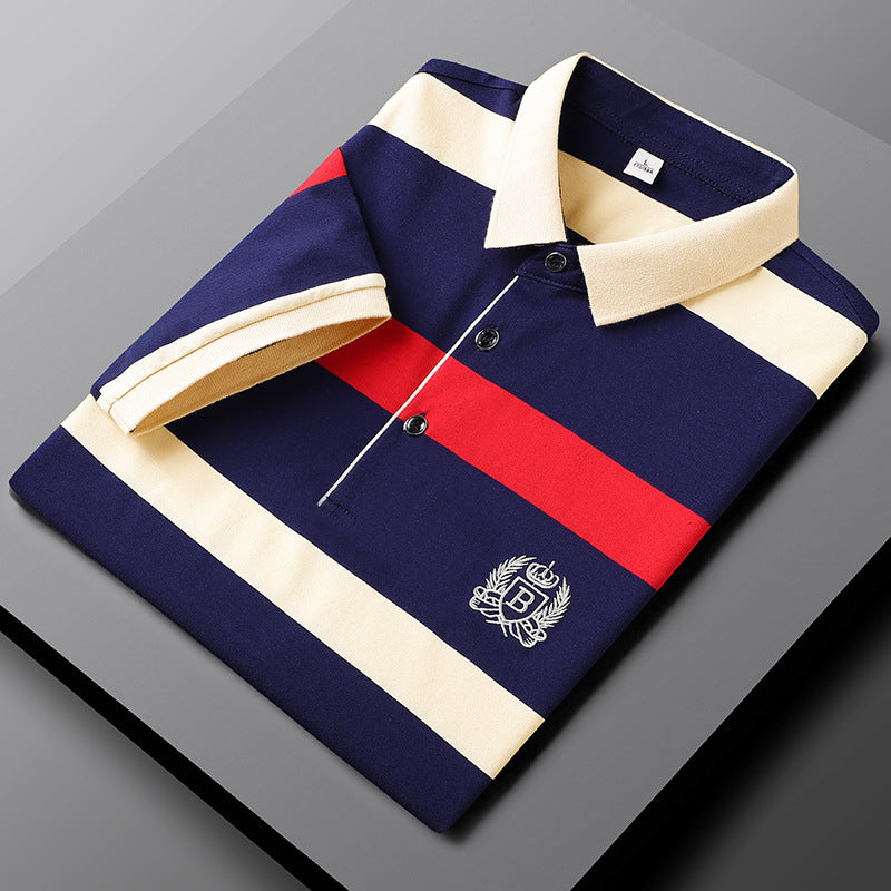 Striped Premium Men's Polo | Classic Style | Embroidered Logo