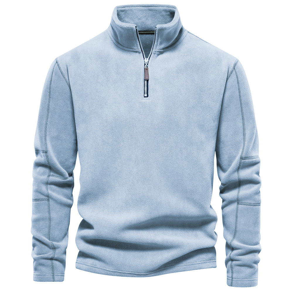 Thick warm fleece sweater with zip for men