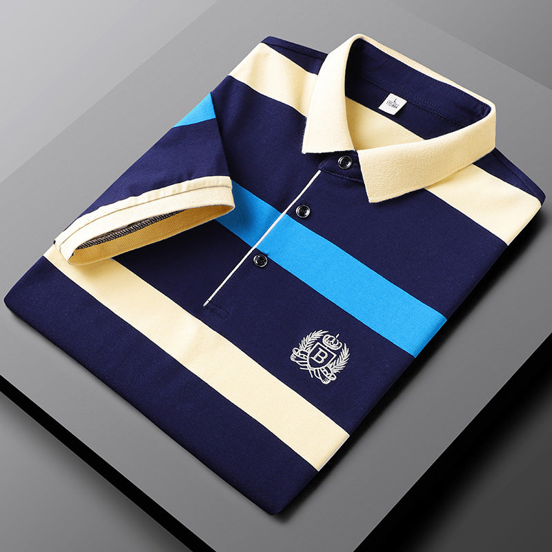 Striped Premium Men's Polo | Classic Style | Embroidered Logo