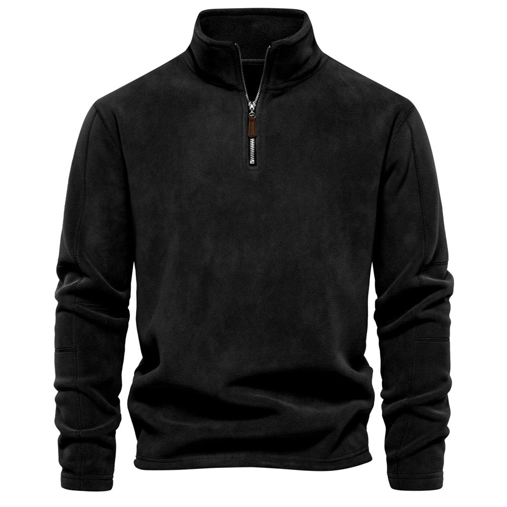 Thick warm fleece sweater with zip for men