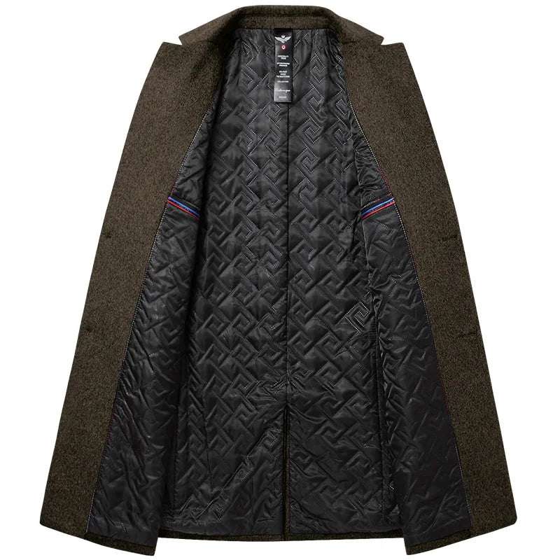 Men's Long Wool Blend Trench Coat - Various Colors