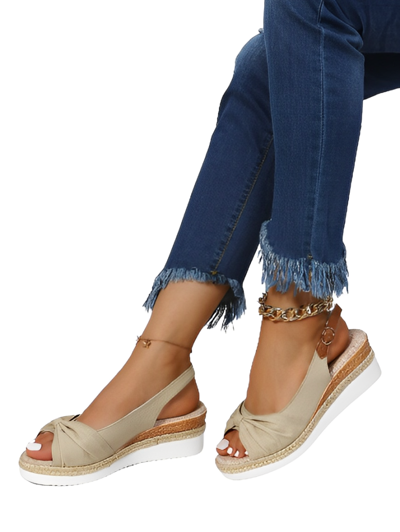 Sherie - Wedge sandals with peep toe buckle