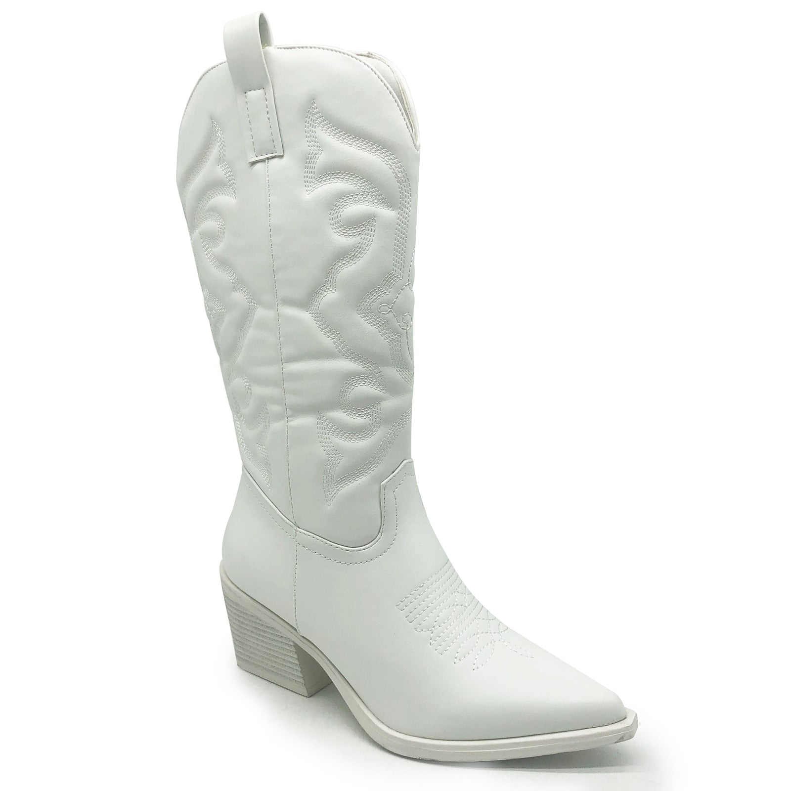 PU leather cowboy boots in white colour