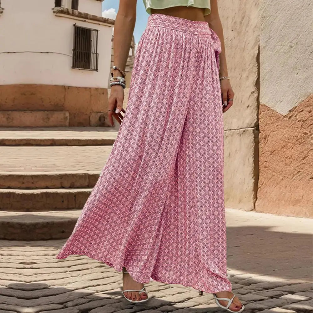 Sophia - High-waisted wide trousers with print pattern