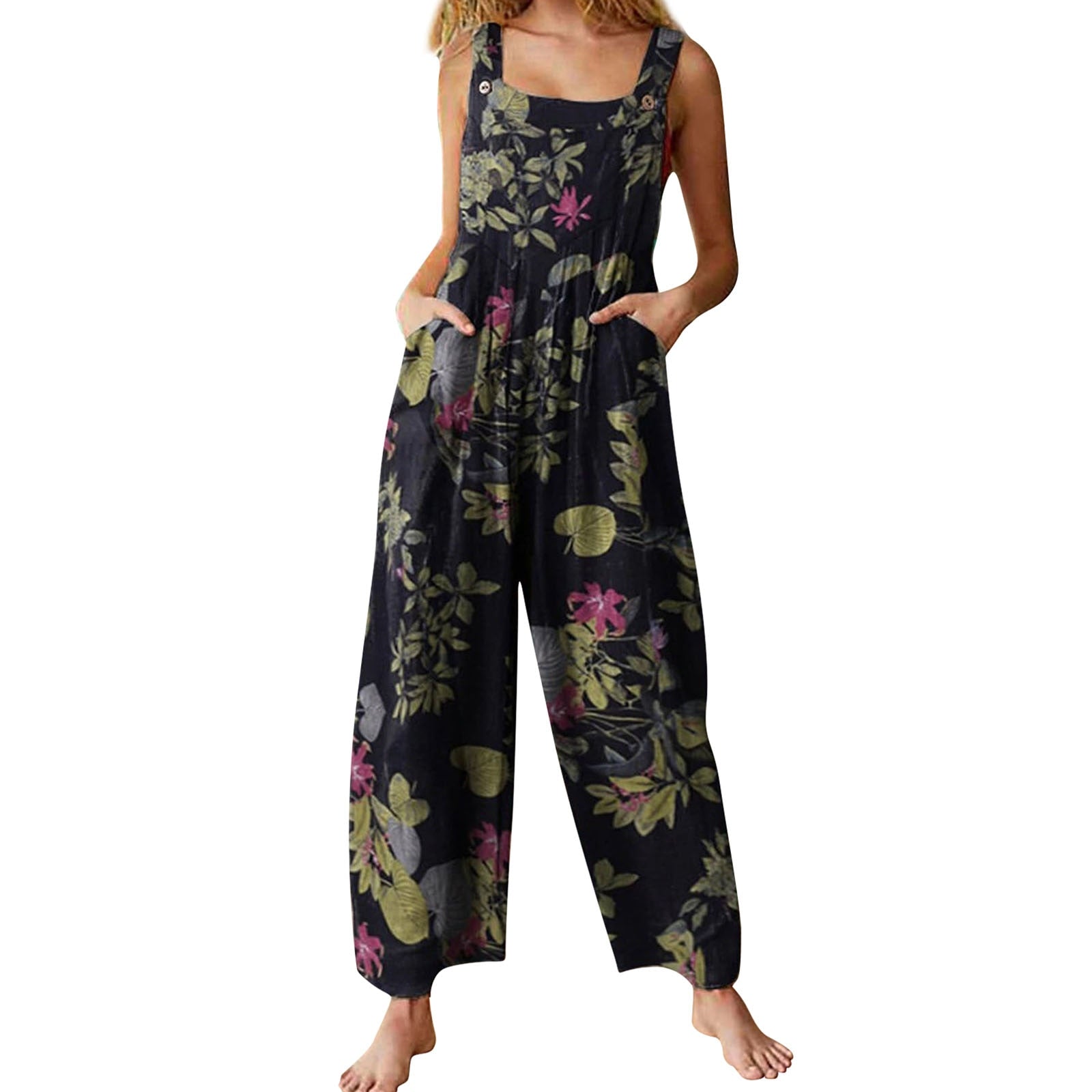 Style Women's Jumpsuits - Summery jumpsuits with multicolour pattern