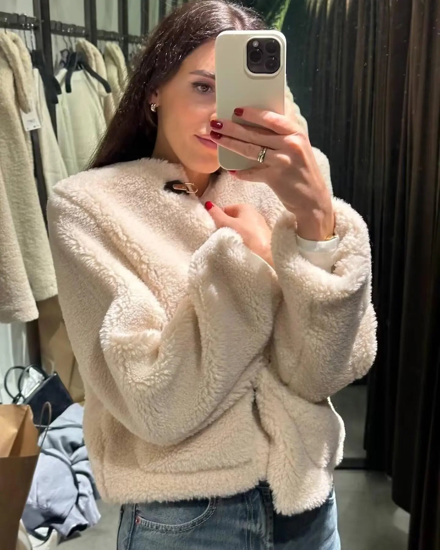 Cozy fleece knit jacket for women