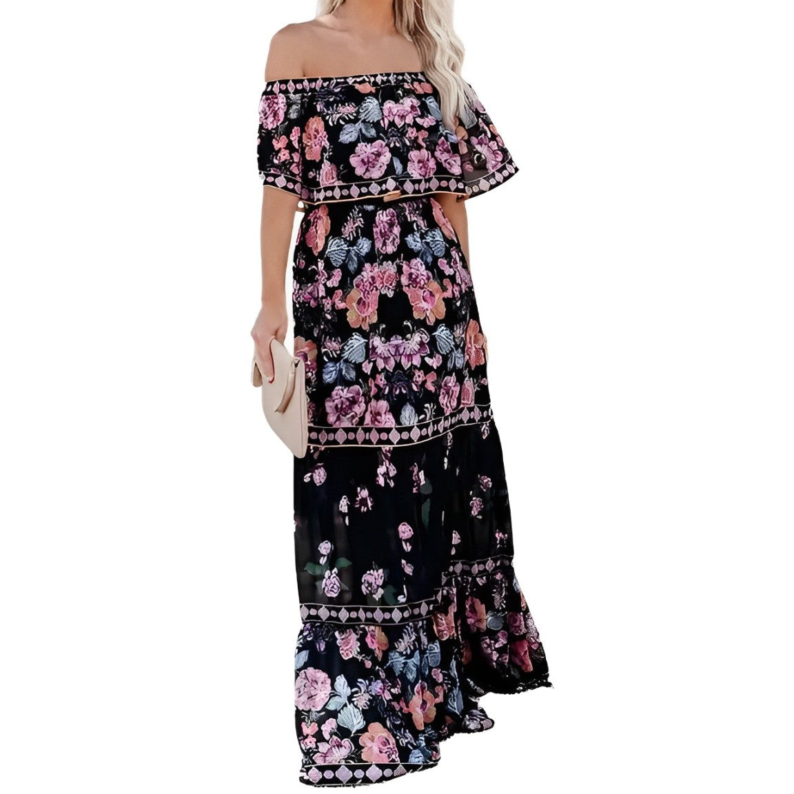 Macie - Maxi dress with off-the-shoulder ruffle trim
