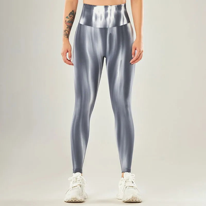 Marina - High-waisted performance leggings with seamless wave pattern