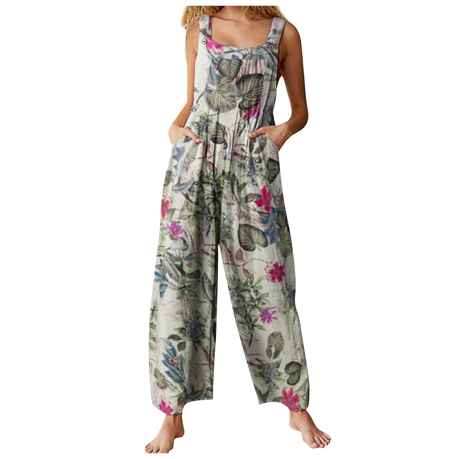 Style Women's Jumpsuits - Summery jumpsuits with multicolour pattern