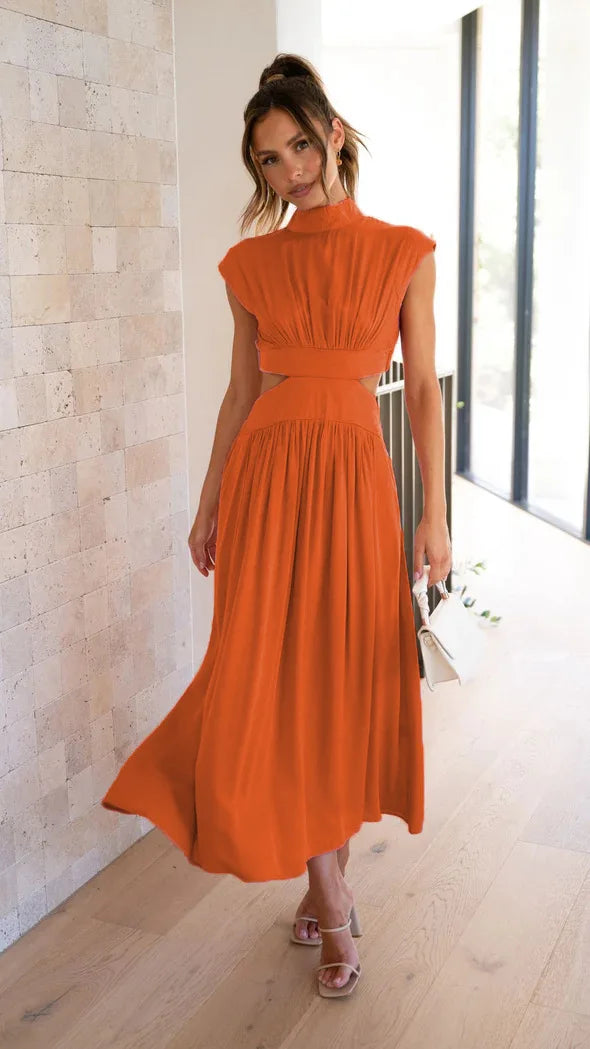 Pleated maxi dress for women