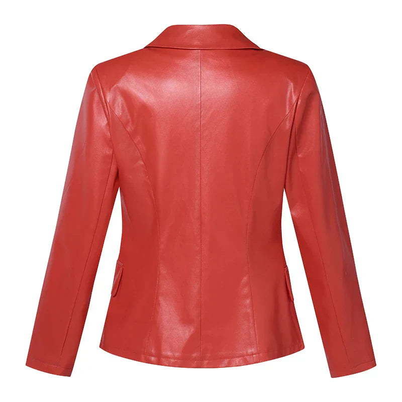 Juliette - Tailored leather blazer with double button placket