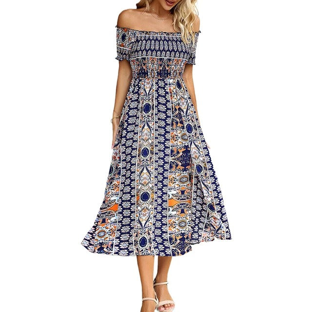 Arielle - Boho dress with floral hem