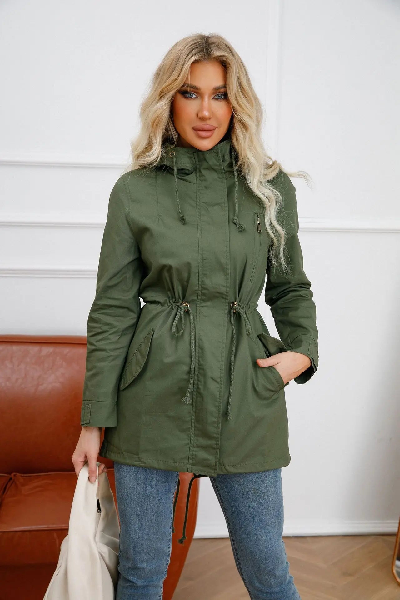 Selene | Cotton Hooded Windbreaker Women's Coat - Stylish & Protective Outerwear