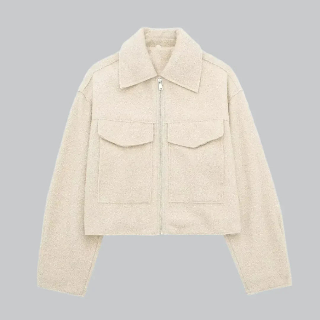 Vintage cropped pocketed jacket for women