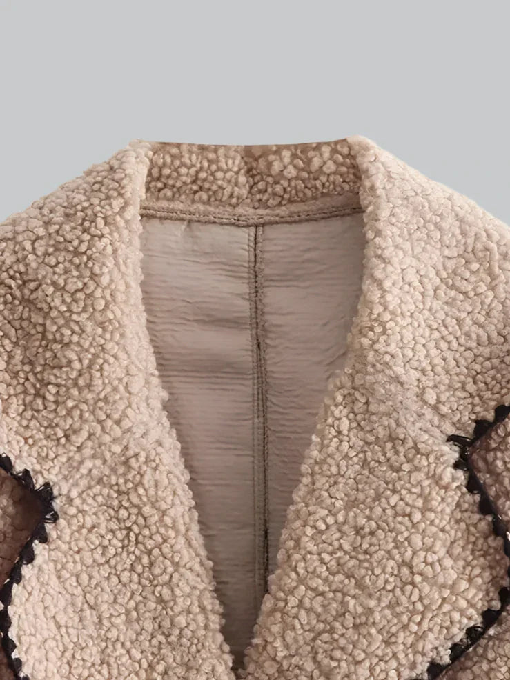 Elegant stitching lambswool jacket for women