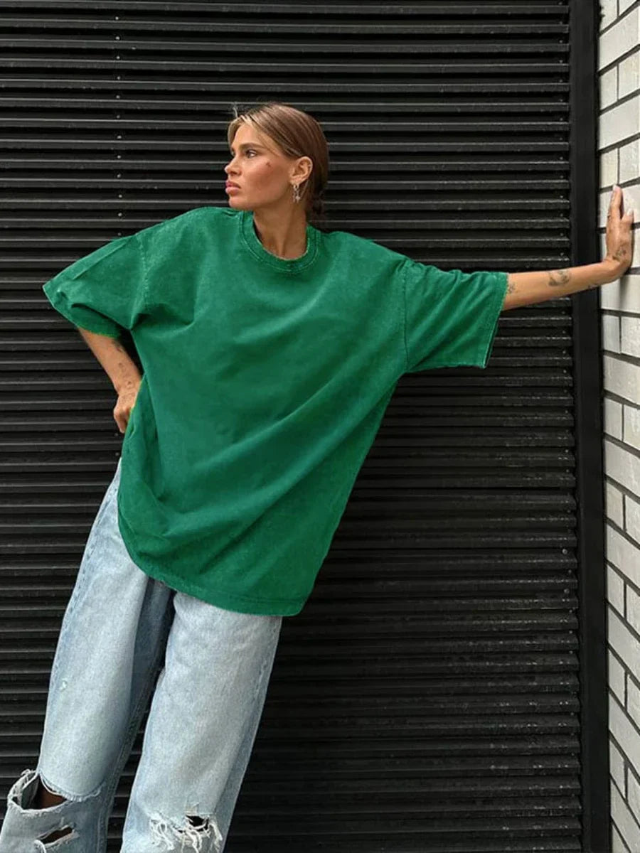 100% Cotton Retro Loose Fit T-shirt For  Women  - Various Colors
