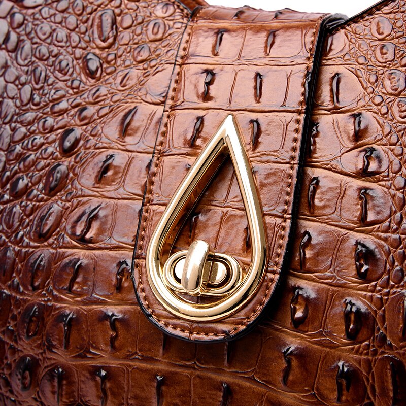 hiny crocodile leather creation - Ladies luxury handbag with brand flair