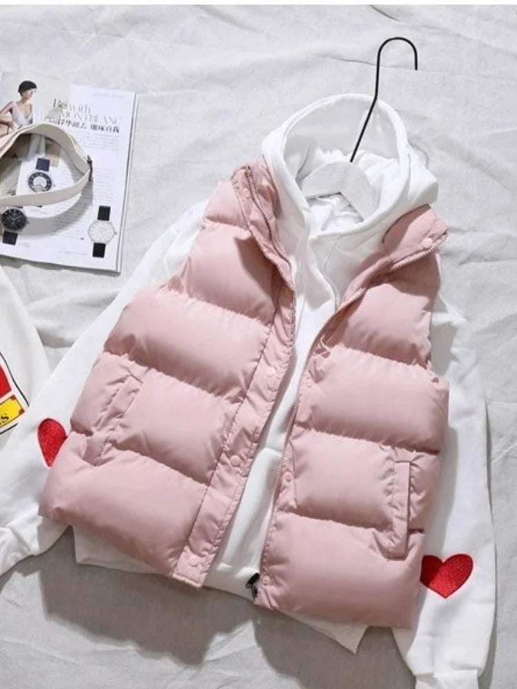 Womens Cotton Padded Puffer Sleeveless Parka Jacket - Various Colors