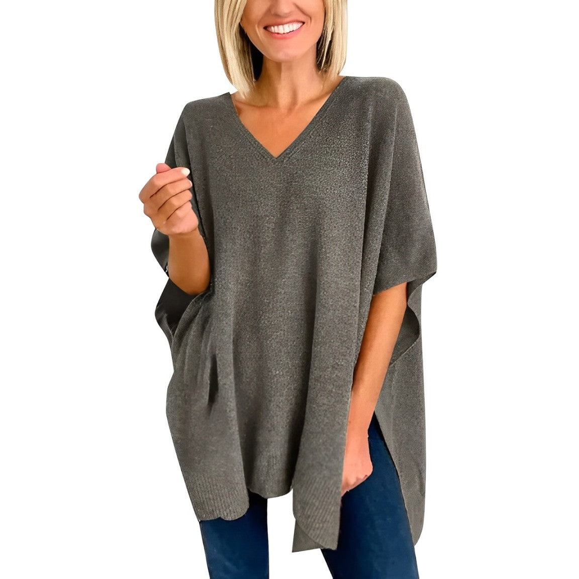 Tiffani - Sweater with irregular hem and V-neckline