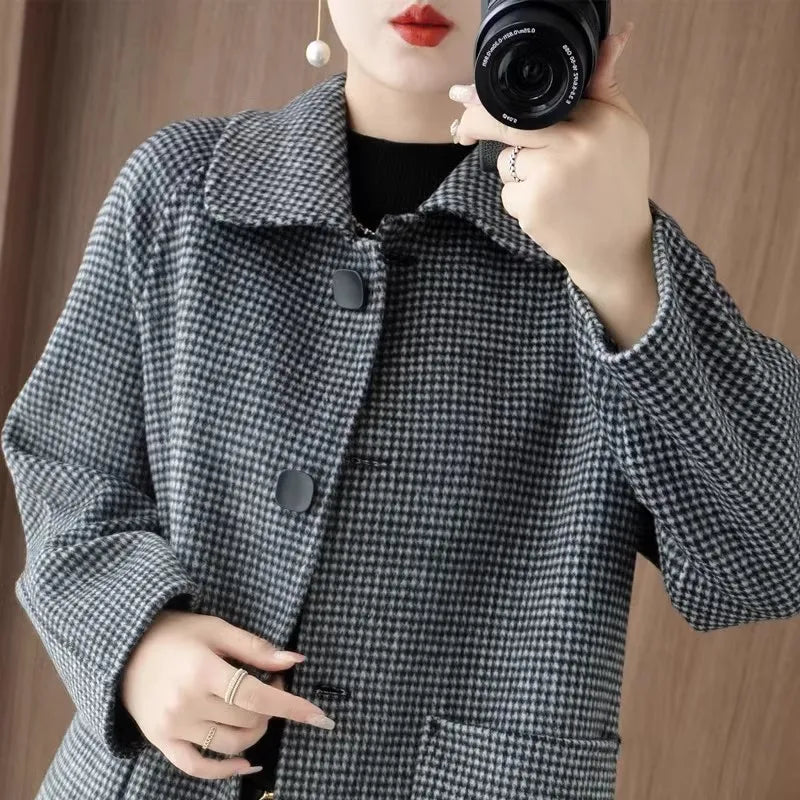 Women's 100% Wool Double-Sided Long Coat - Elegant and Warm Outerwear