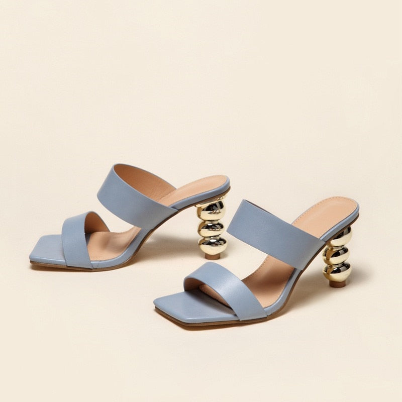 Kendall - Elegant sandals with heel and square toe