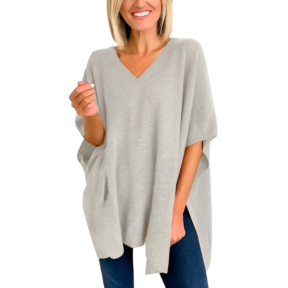 Tiffani - Sweater with irregular hem and V-neckline