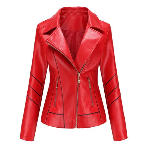 Women's PU Faux Leather Casual Biker Jacket