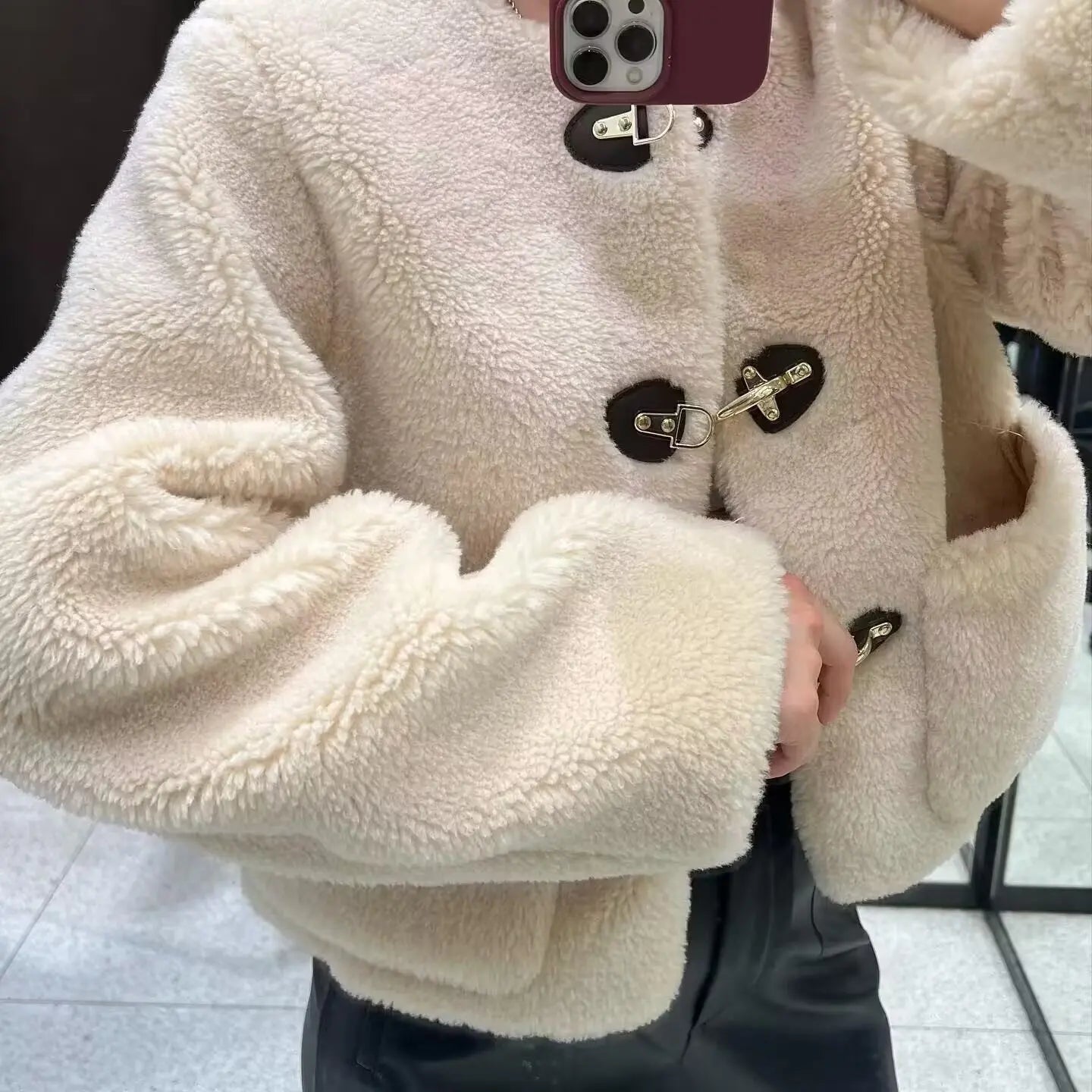 Cozy fleece knit jacket for women