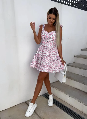 Zoe floral print sleeveless boho dress