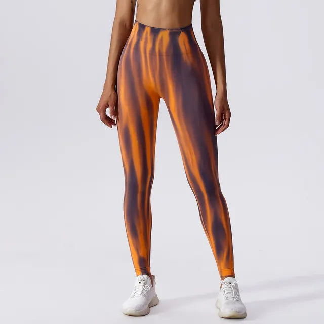 Marina - High-waisted performance leggings with seamless wave pattern