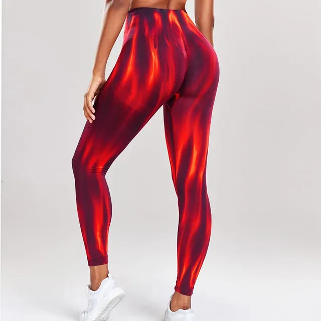 Marina - High-waisted performance leggings with seamless wave pattern