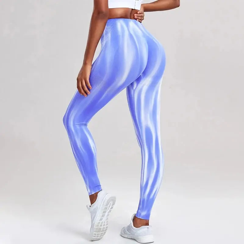 Marina - Performance leggings With High Waist and Seamless Wave Pattern