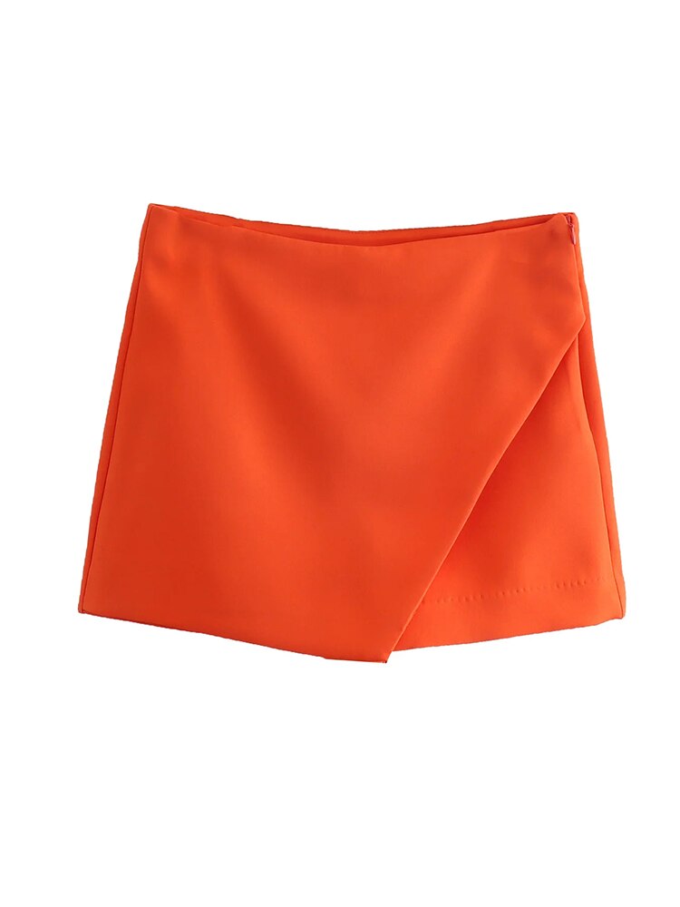 Sleek Slash Beauty - Women's Fashionable Asymmetric Shorts