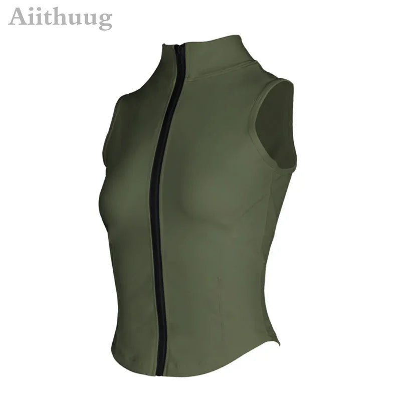 Women's Sleeveless Zip-Up Athletic Sweat Vest Jacket - Various Colors