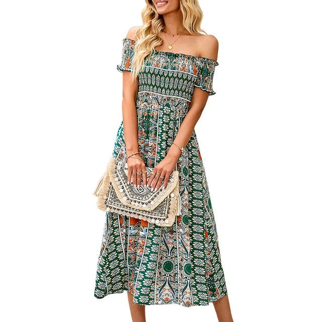 Arielle - Boho dress with floral hem